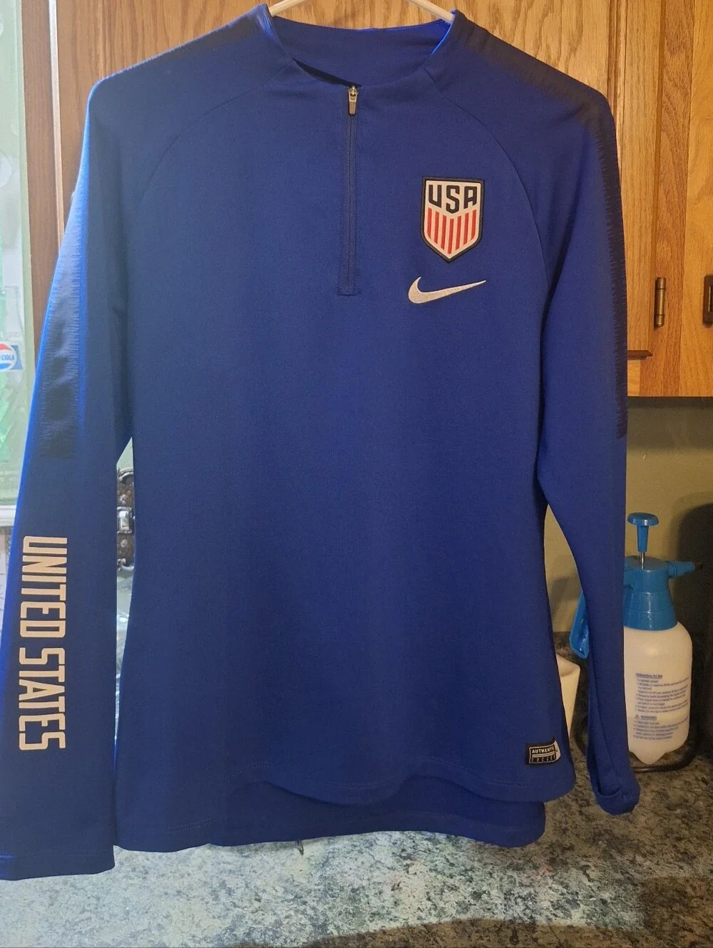 [[Nike]] Women’s Blue USA  Long-Sleeve 1/4 Zip Soccer Training Top